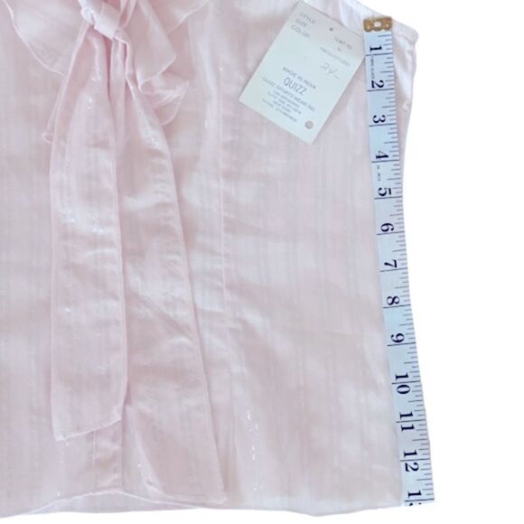 Quizz Vintage Ruffle Front Bow Sleeveless Button Up Blouse  • Medium• NWT - Picture 5 of 7